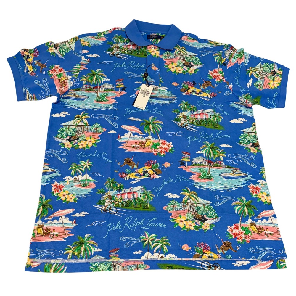 Polo Ralph Lauren Polo Shirt Mens 2XLT Blue Polo Bear Beachside Preppy Bliss